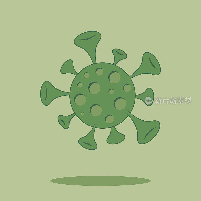 Coronavirus 2019-nCoV cell in cartoon style on green background